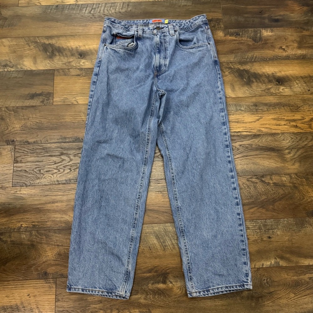 GMPYRE Big Rig Mens 32 Baggy Wide Leg Skater Jeans Light Wash Y2K